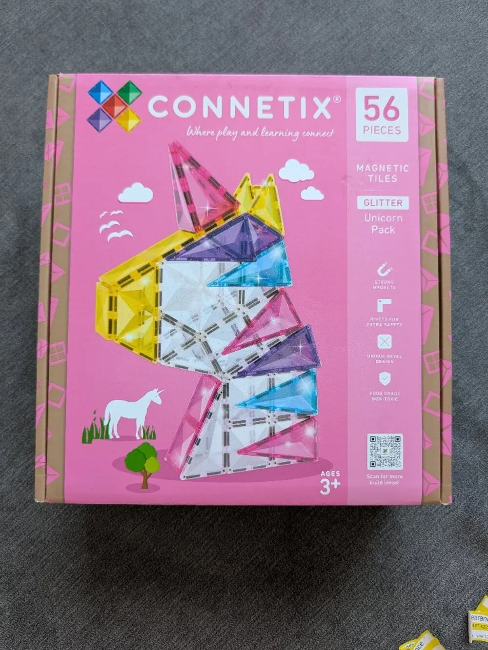 NIB CONNETIX Magnetic Tiles Glitter Unicorn Pack 56pc